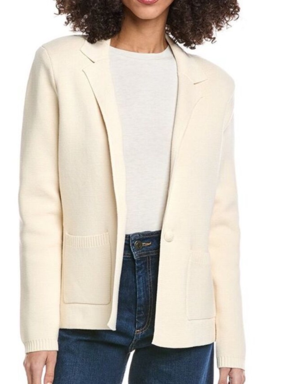 Lagence Off White Knit Blazer Jacket - Women's Tailored Cardigan